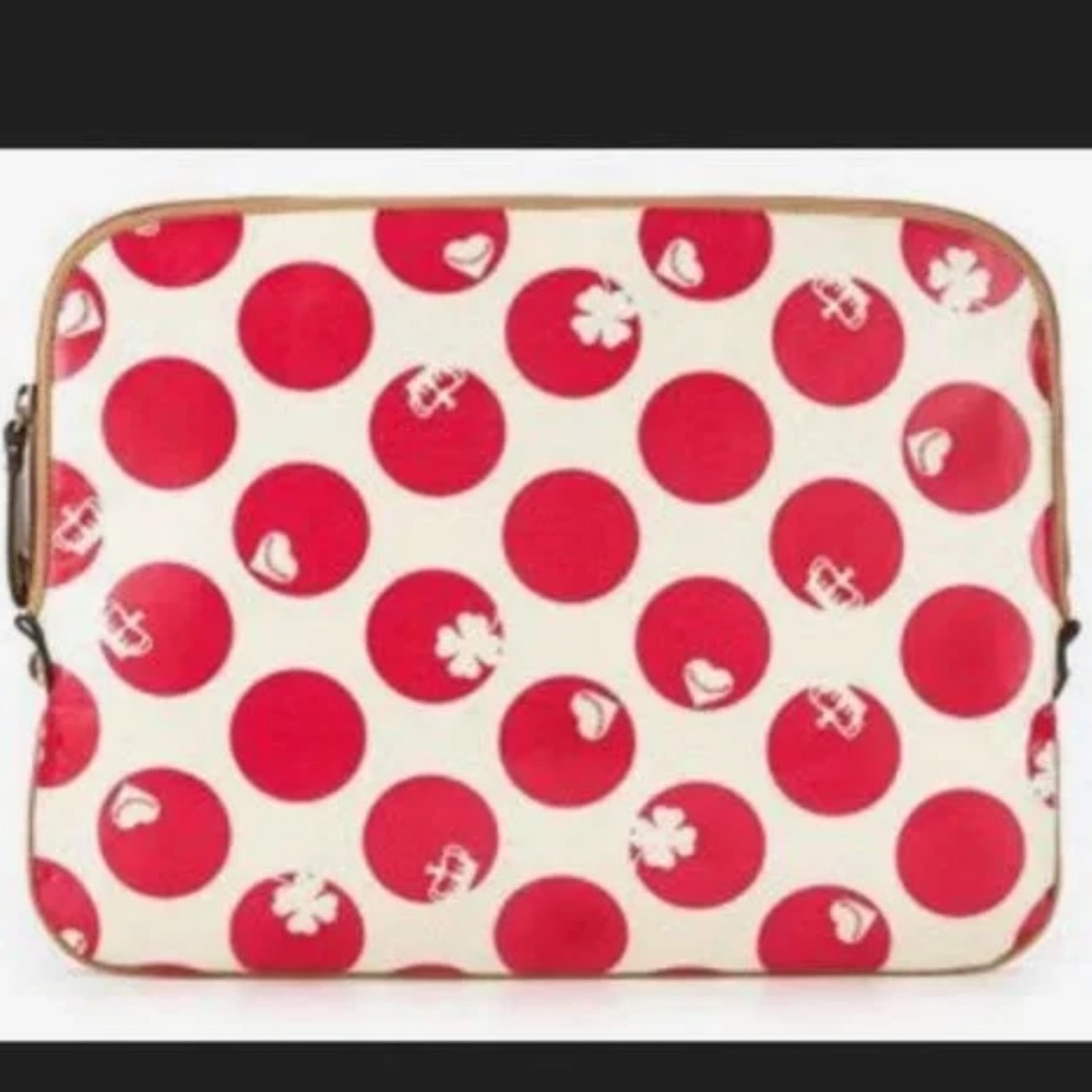 Juicy Couture Laptop sleeve case white pink polka dots circles NWT